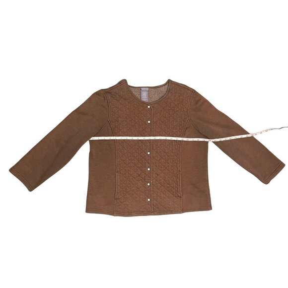 Laura Scott Women's Large Brown Quiet Luxury Quilted Jacket Neutral Brown Fall - Picture 4 of 12